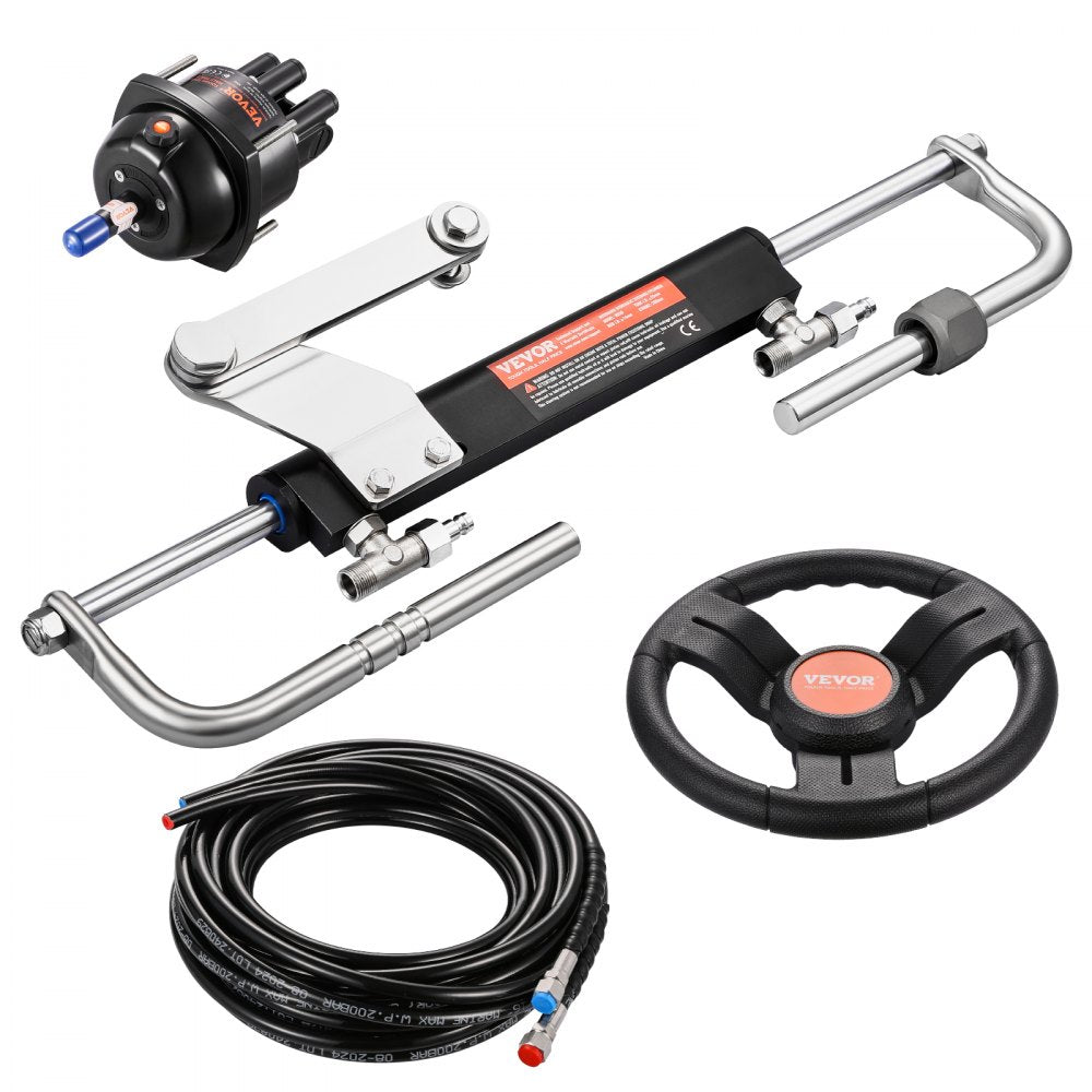 NR90 - 90HP Hydraulic Steering Kit with 13.5" Wheel & 26ft Hoses