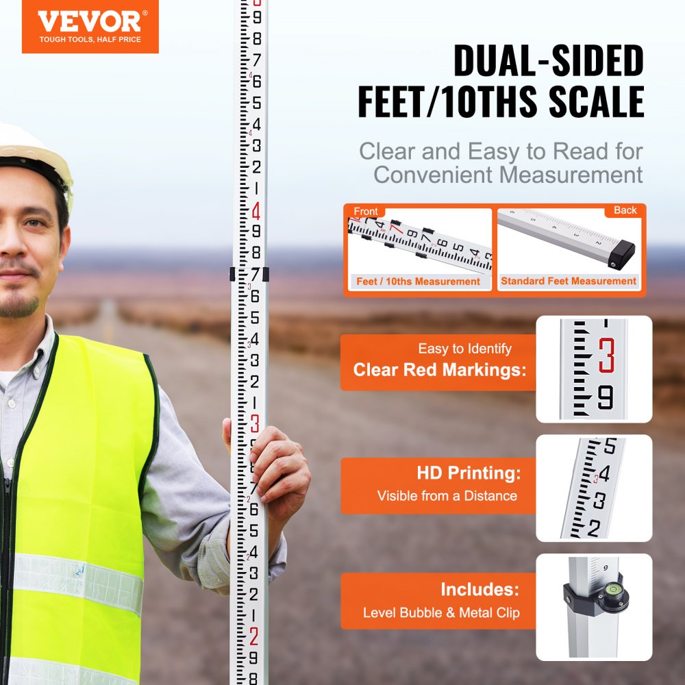 14FT4J10 - 14ft VEVOR Aluminum Rod with Dual-Sided Markings