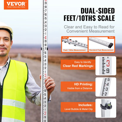 14FT4J10 - 14ft VEVOR Aluminum Rod with Dual-Sided Markings