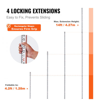 14FT4J10 - 14ft VEVOR Aluminum Rod with Dual-Sided Markings