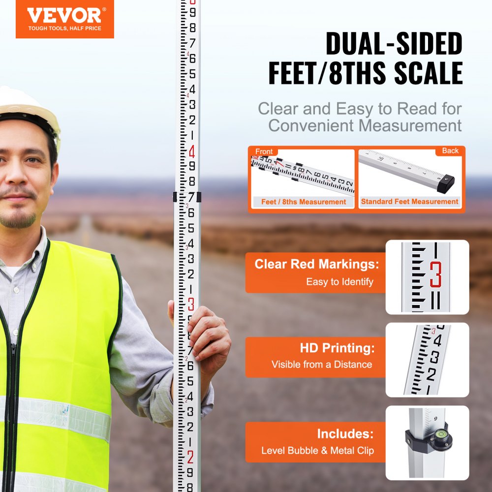 14FT4J8 - 14ft Telescopic Measuring Rod with Dual-Sided Markings