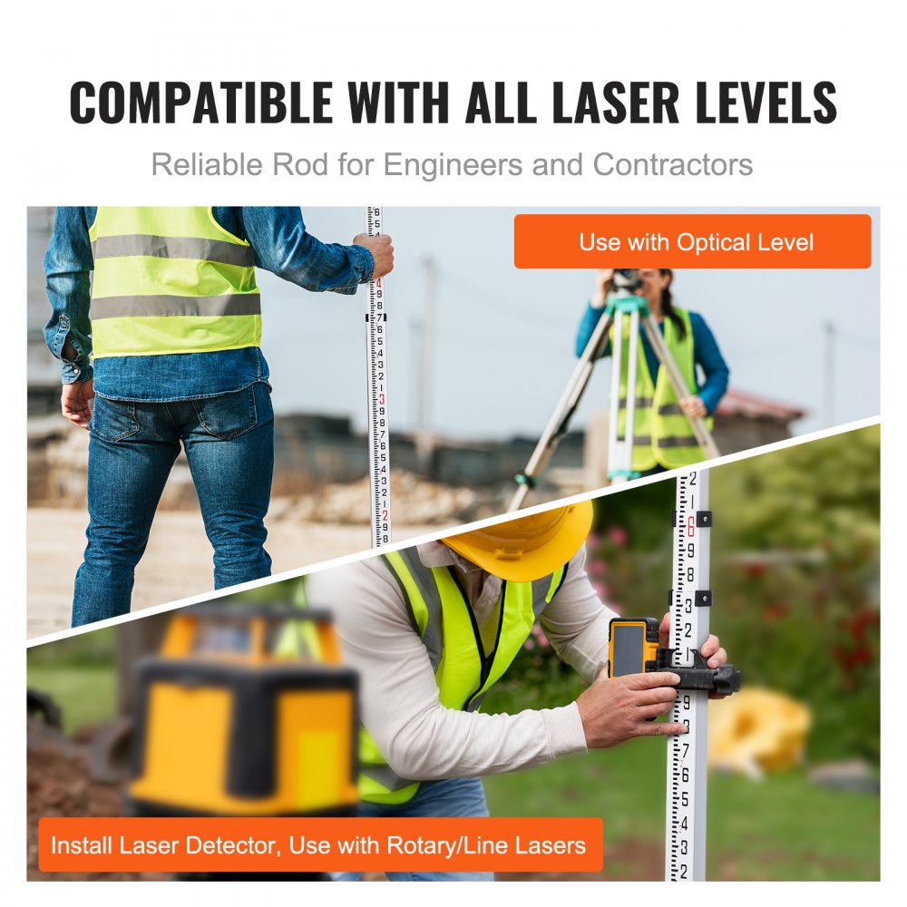 20FT6J10 - Durable 20ft Dual-Sided VEVOR Measuring Rod with Enhanced Visibility