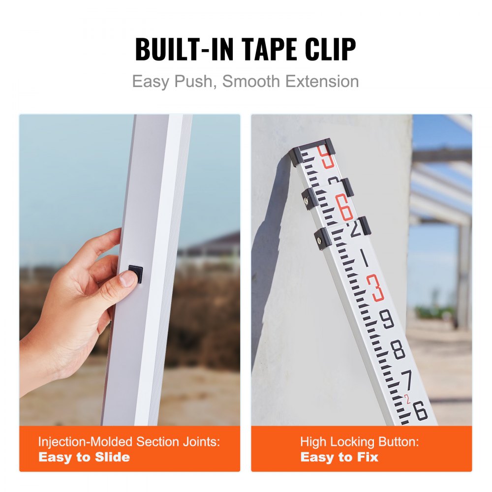 9FT3J10 - 9ft Precision Aluminum Grade Rod with Dual-Sided Scales