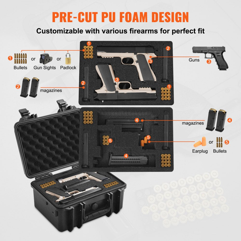 332317 - TSA-Approved Waterproof Hard Case for 2 Pistols with Pre-Cut Foam