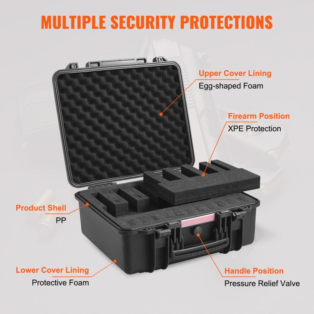 453619 - TSA-Approved Hard Pistol Case for 6 Handguns, Waterproof & Dustproof
