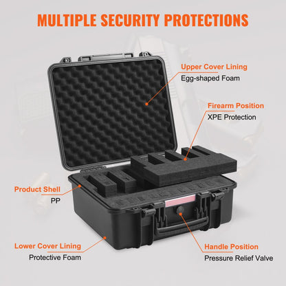 453619 - TSA-Approved Hard Pistol Case for 6 Handguns, Waterproof & Dustproof