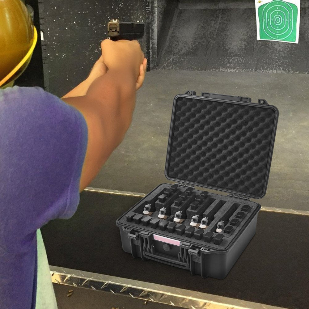 453619 - TSA-Approved Hard Pistol Case for 6 Handguns, Waterproof & Dustproof