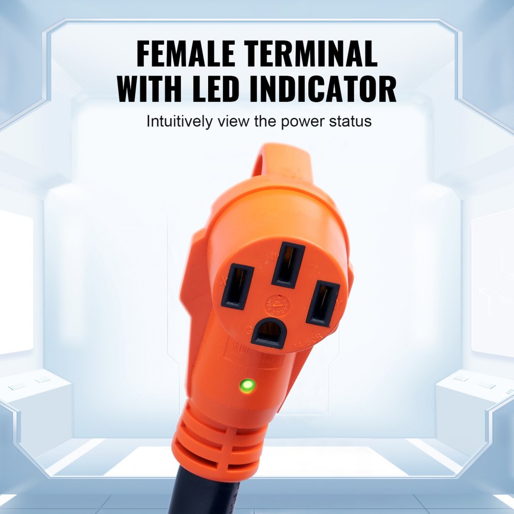 RVYCX-50A30FT - 30ft Heavy-Duty RV Power Cord with LED Indicator