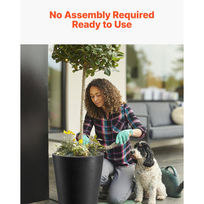 KD9953 - 24-Inch Black Tall Planter with Modern Design and Easy Handles