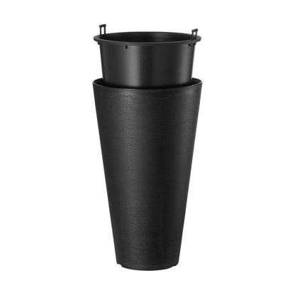 KD9953 - 24-Inch Black Tall Planter with Modern Design and Easy Handles