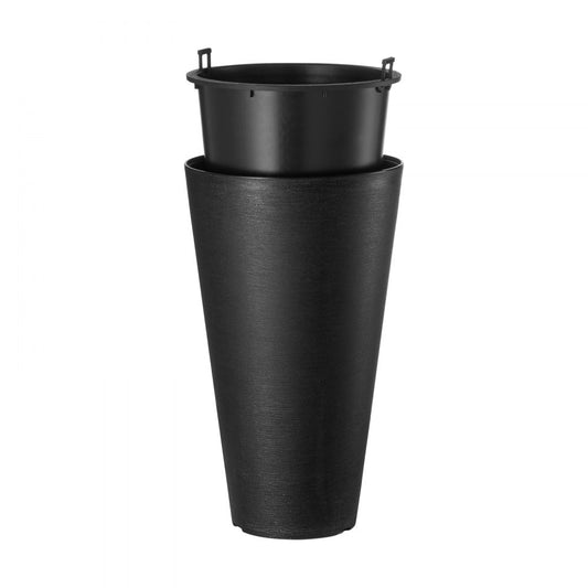 KD9953 - 24-Inch Black Tall Planter with Modern Design and Easy Handles