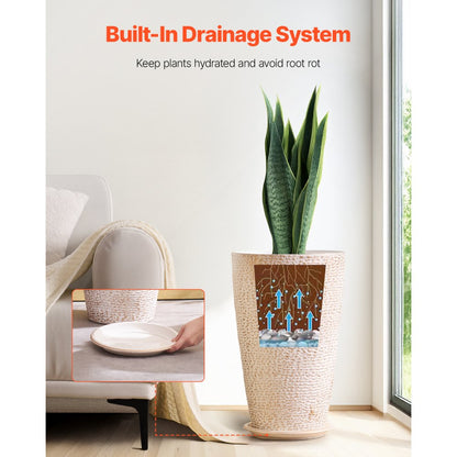 KD8853 - 21" Tall Elegant Outdoor Planters with Efficient Drainage