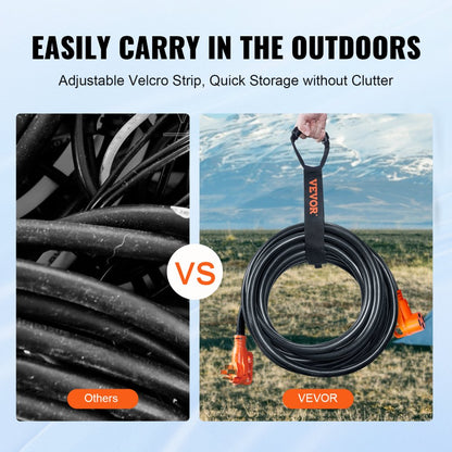 RV50H - 50 ft Heavy-Duty RV Extension Cord with LED Indicator and 15A Adapter
