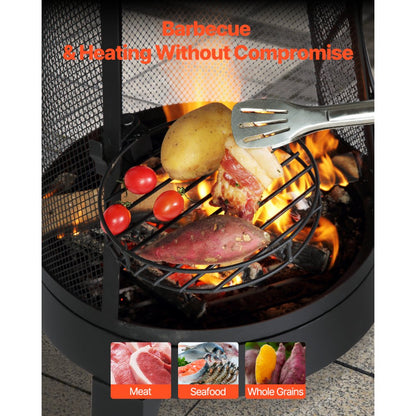 81203L - 20-Inch Outdoor Chiminea with Grill & Waterproof Cover