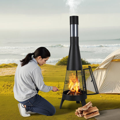 81203L - 20-Inch Outdoor Chiminea with Grill & Waterproof Cover