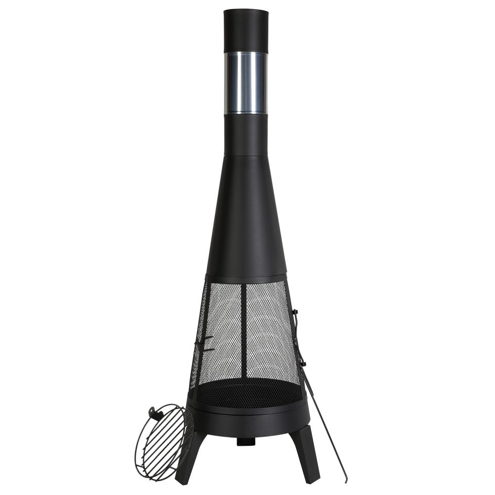 81203L - 20-Inch Outdoor Chiminea with Grill & Waterproof Cover
