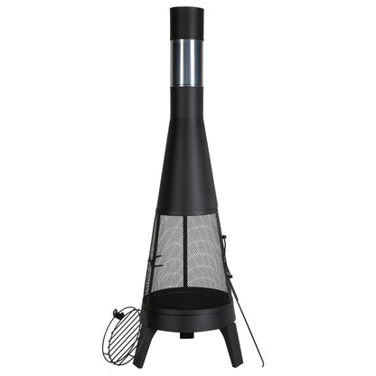 81203L - 20-Inch Outdoor Chiminea with Grill & Waterproof Cover