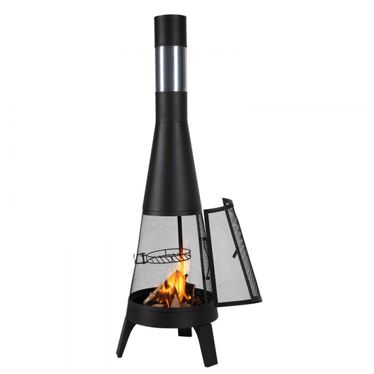 81203L - 20-Inch Outdoor Chiminea with Grill & Waterproof Cover