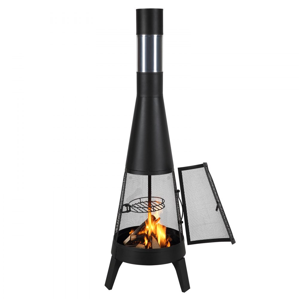 81203L - 20-Inch Outdoor Chiminea with Grill & Waterproof Cover