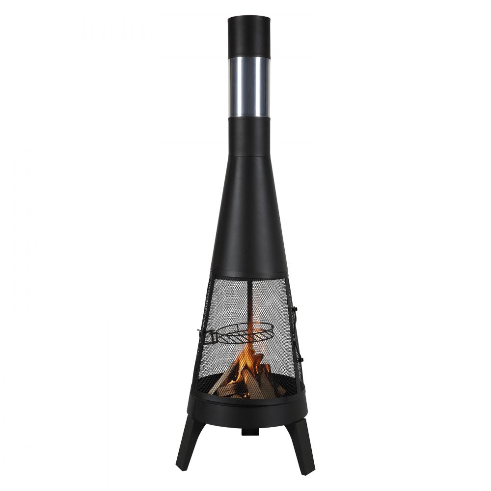 81203L - 20-Inch Outdoor Chiminea with Grill & Waterproof Cover