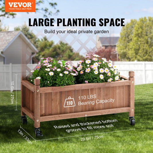 010204042960 - 30" Vertical Trellis Garden Bed for Climbing Plants, Durable Fir Wood