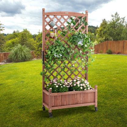 010204042960 - 30" Vertical Trellis Garden Bed for Climbing Plants, Durable Fir Wood