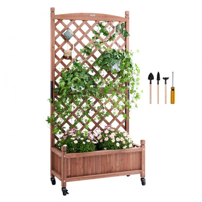010204042960 - 30" Vertical Trellis Garden Bed for Climbing Plants, Durable Fir Wood