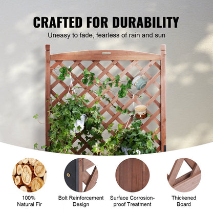 010579239752 - Durable 60"x13" Raised Garden Bed with Trellis for Climbing Plants