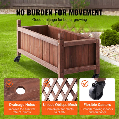 010579239752 - Durable 60"x13" Raised Garden Bed with Trellis for Climbing Plants