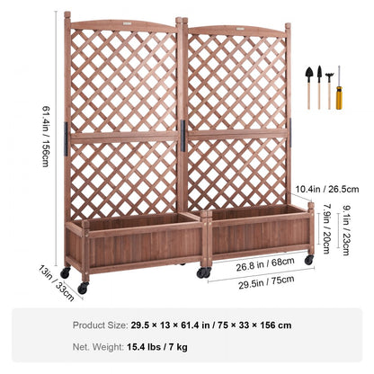 010579239752 - Durable 60"x13" Raised Garden Bed with Trellis for Climbing Plants