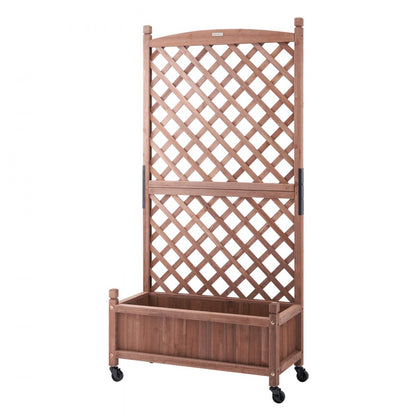 010579239752 - Durable 60"x13" Raised Garden Bed with Trellis for Climbing Plants