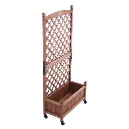 010579239752 - Durable 60"x13" Raised Garden Bed with Trellis for Climbing Plants
