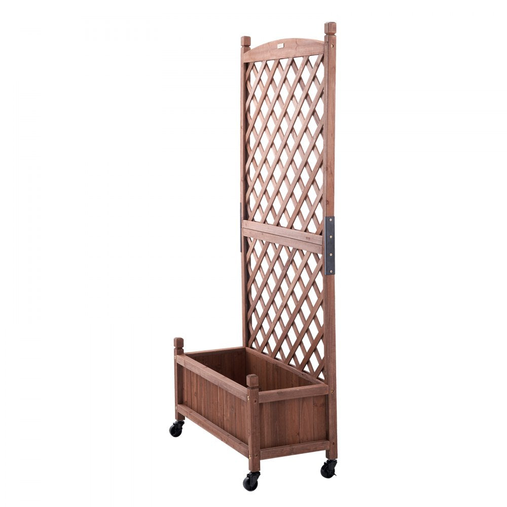 010579239752 - Durable 60"x13" Raised Garden Bed with Trellis for Climbing Plants