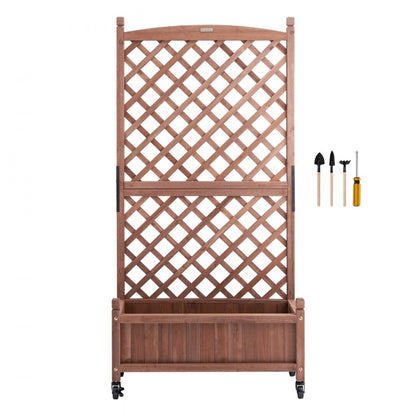 010579239752 - Durable 60"x13" Raised Garden Bed with Trellis for Climbing Plants