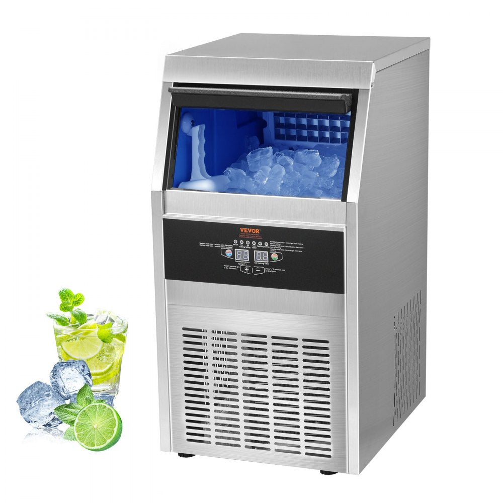 010806131887 - 90LBS/24H Stainless Steel Ice Maker with 33LBS Storage