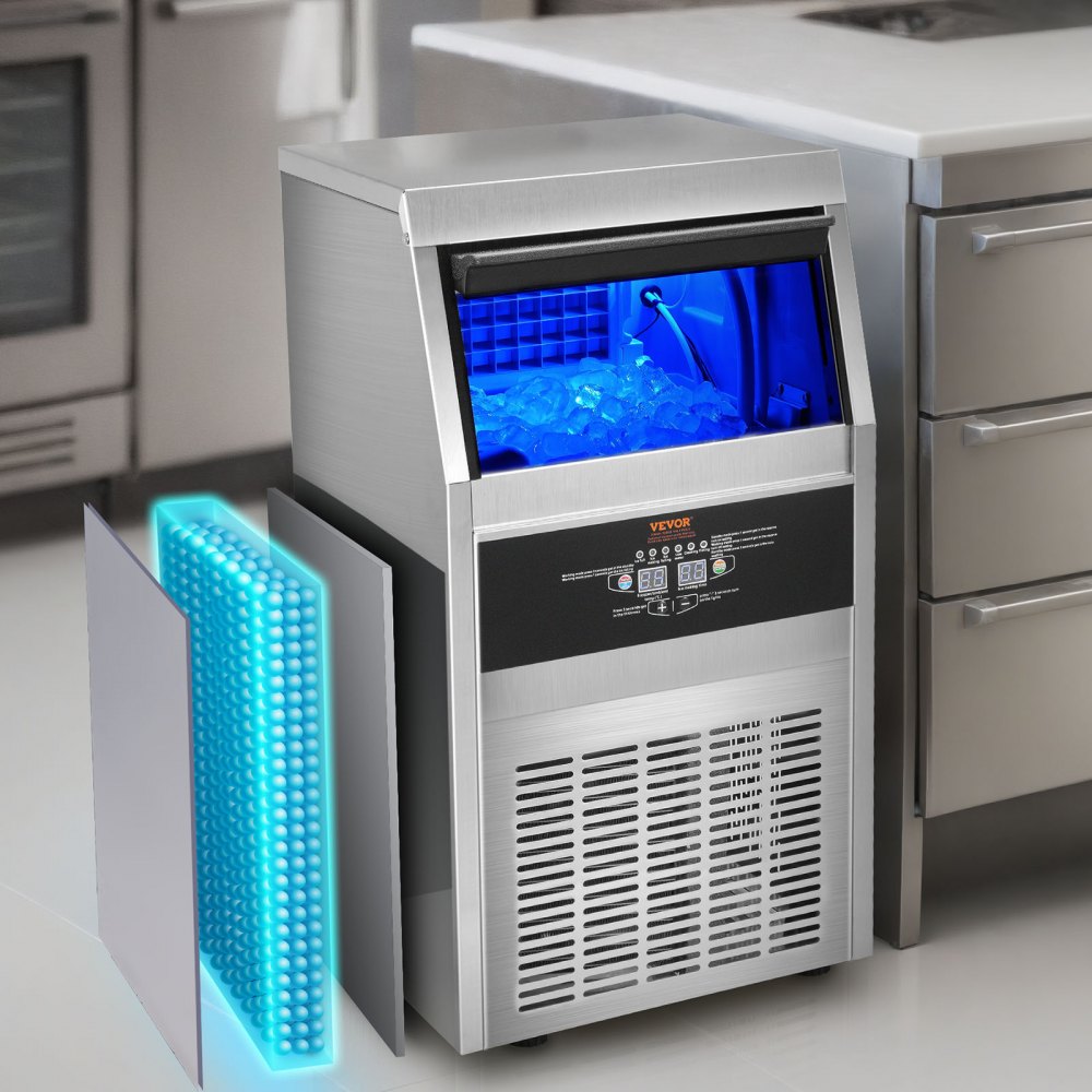 010402905630 - VEVOR Ice Maker 110-120 lbs/Day, Stainless Steel, 33 lbs Capacity