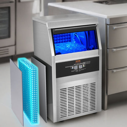 010402905630 - VEVOR Ice Maker 110-120 lbs/Day, Stainless Steel, 33 lbs Capacity