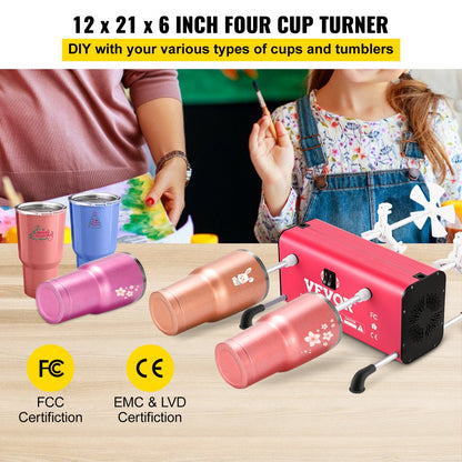 ZBJREDMC110 - Four-Arm Cup Turner for Tumblers, 5-8 RPM Speed Control