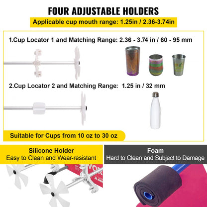 ZBJREDMC110 - Four-Arm Cup Turner for Tumblers, 5-8 RPM Speed Control