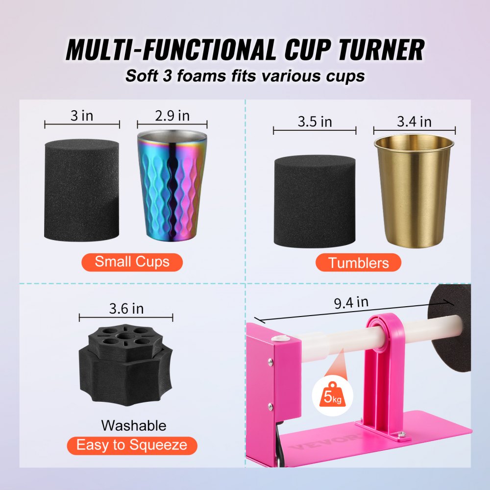 KH-D101-2 - Adjustable Cup Turner for Custom Tumblers with Epoxy Kit