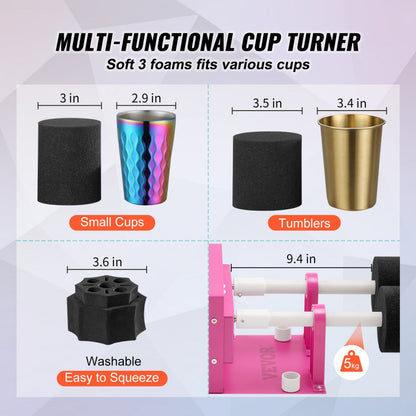 KH-D104-2 - VEVOR 4 Cup Turner for DIY Glitter Tumblers