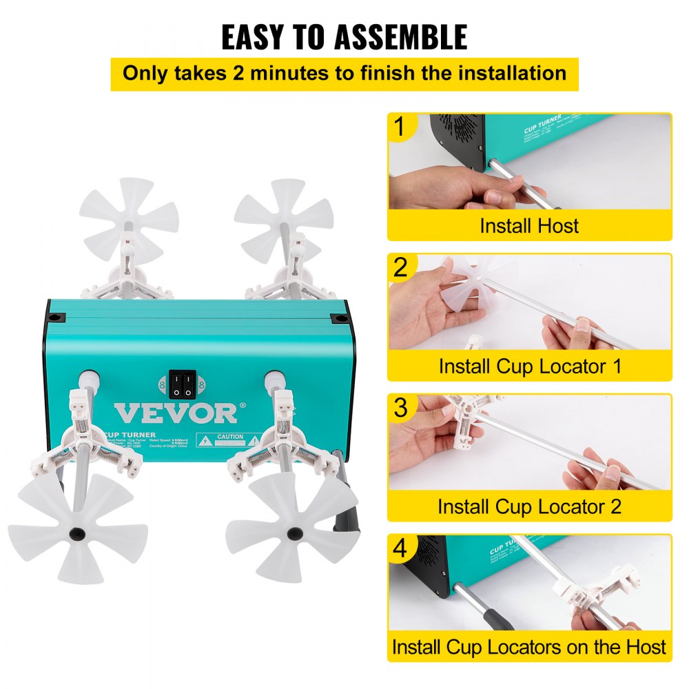 ZBJREDMC110 - VEVOR Quiet 4 Cup Turner with Individual Control, 5-8 RPM