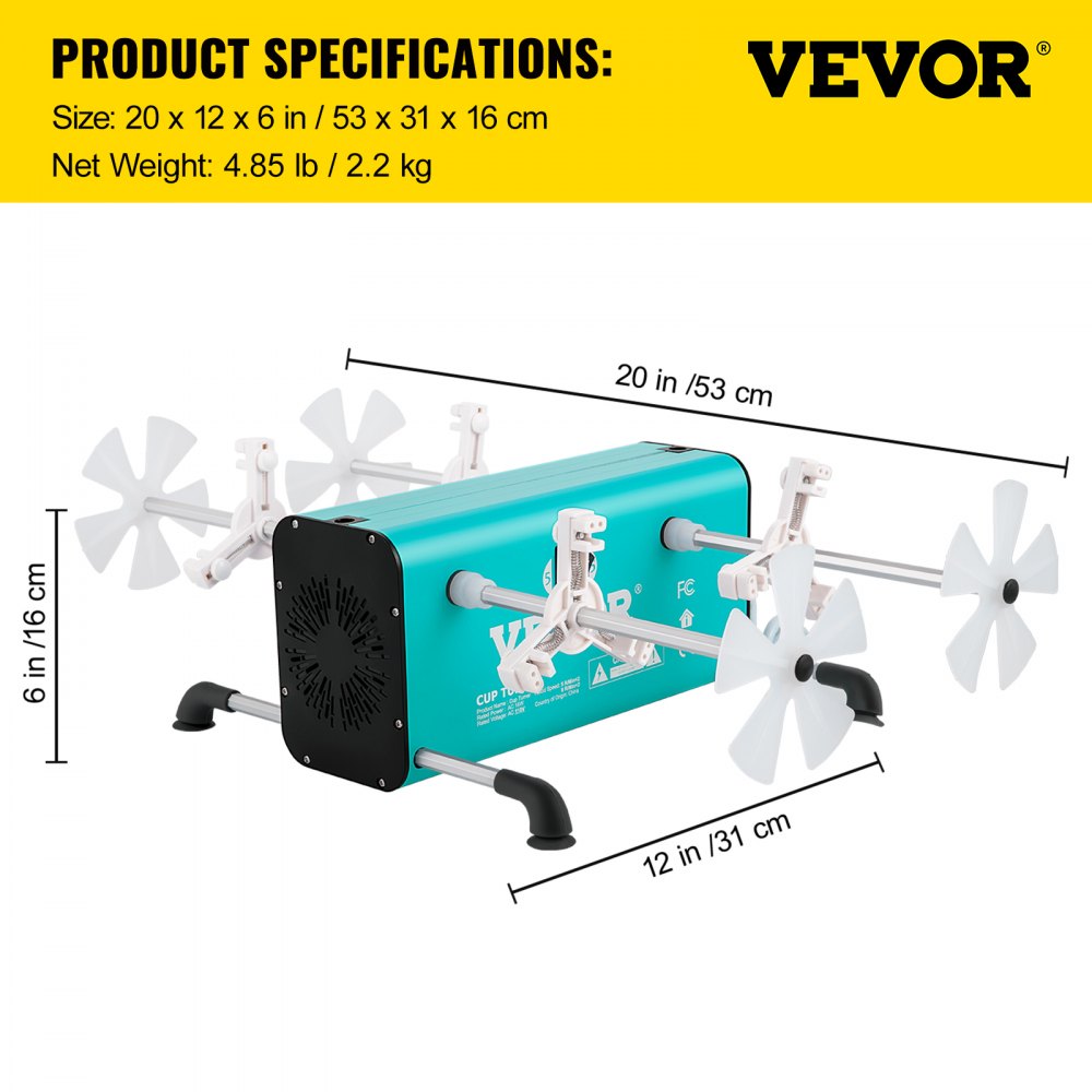 ZBJREDMC110 - VEVOR Quiet 4 Cup Turner with Individual Control, 5-8 RPM