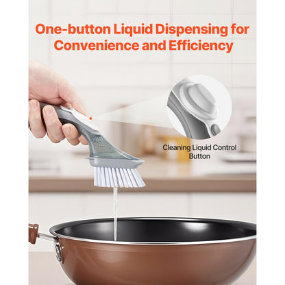 B003-1-3 - Ergonomic Soap Dispensing Dish Brush with Replaceable Heads