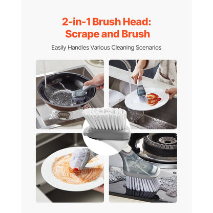 B003-1-3 - Ergonomic Soap Dispensing Dish Brush with Replaceable Heads