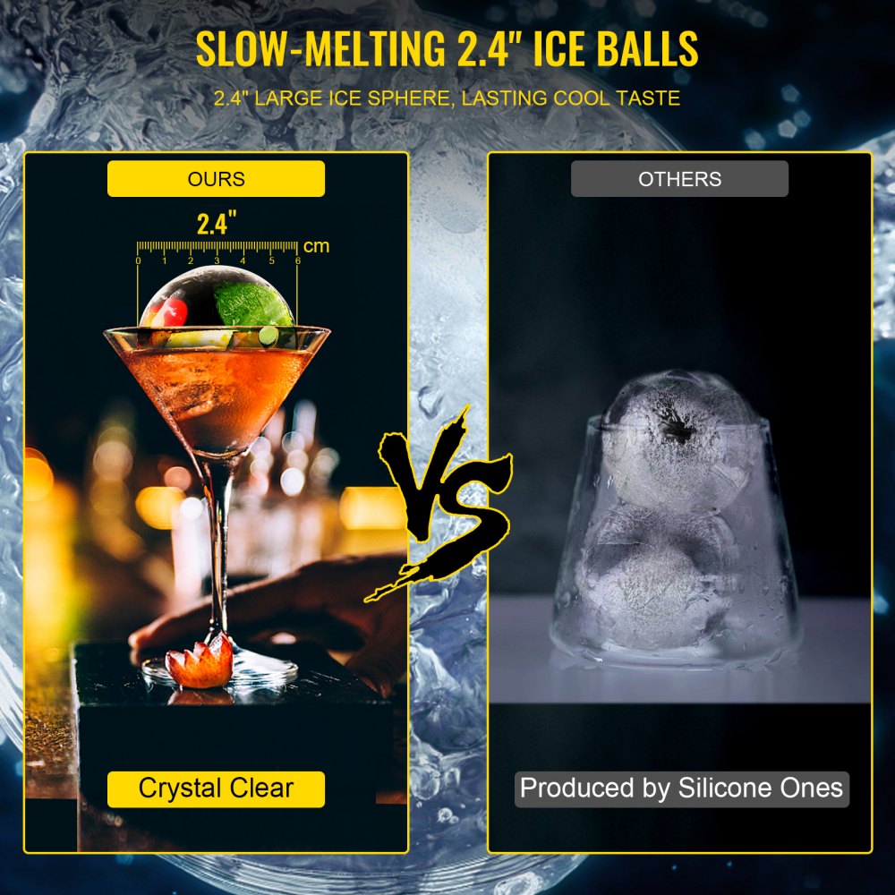 TM-60 - 2.4" Aircraft Aluminum Ice Ball Maker for Slow-Melting Drinks