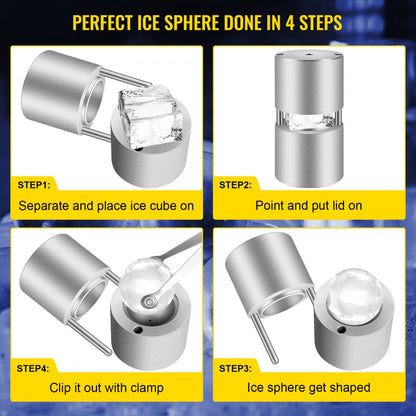TM-60 - 2.4" Aircraft Aluminum Ice Ball Maker for Slow-Melting Drinks