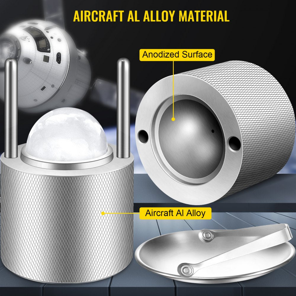 TM-60 - 2.4" Aircraft Aluminum Ice Ball Maker for Slow-Melting Drinks