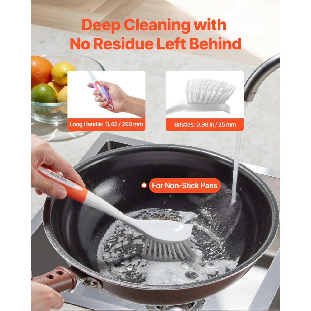 D002 - VEVOR 11.42in Ergonomic Dish Brush with Built-in Scraper