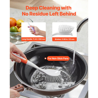 D002 - VEVOR 11.42in Ergonomic Dish Brush with Built-in Scraper